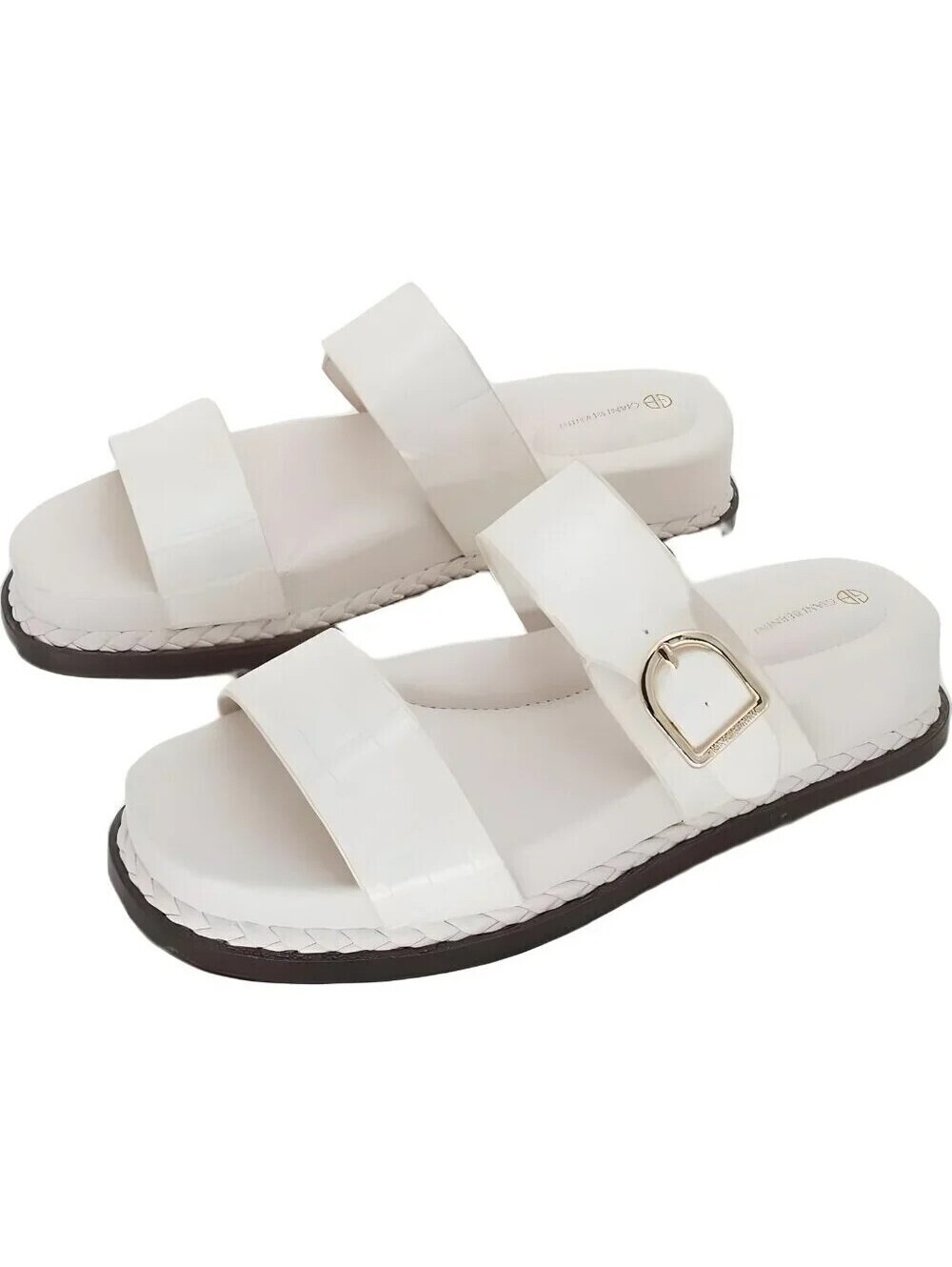 69$ Giani Bernini Gianaa Double Strap Footbed Sandals Women's Size 12 US White - Picture 3 of 3